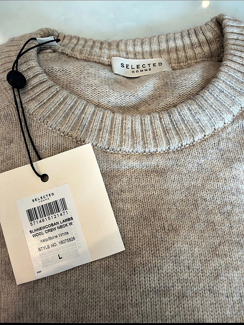 Selected gimme Wool Crewneck Sweater in Beige Size Large NWT